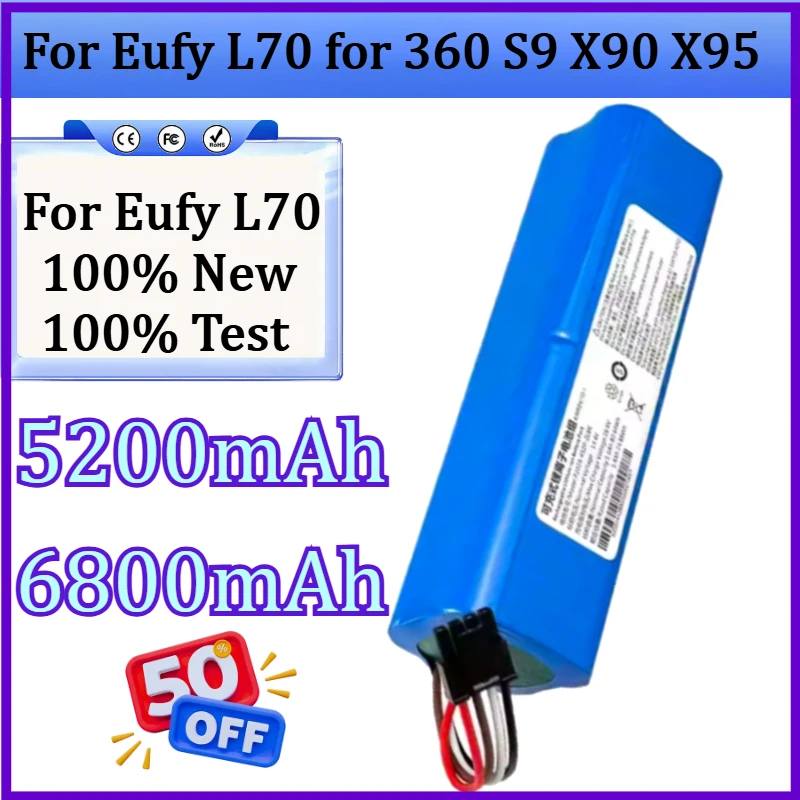 New 5200mAh/6800mAh For Eufy L70 Sweeping Machine Battery for 360 S9 X90 X95 Sweeping Machine Battery X90 Battery