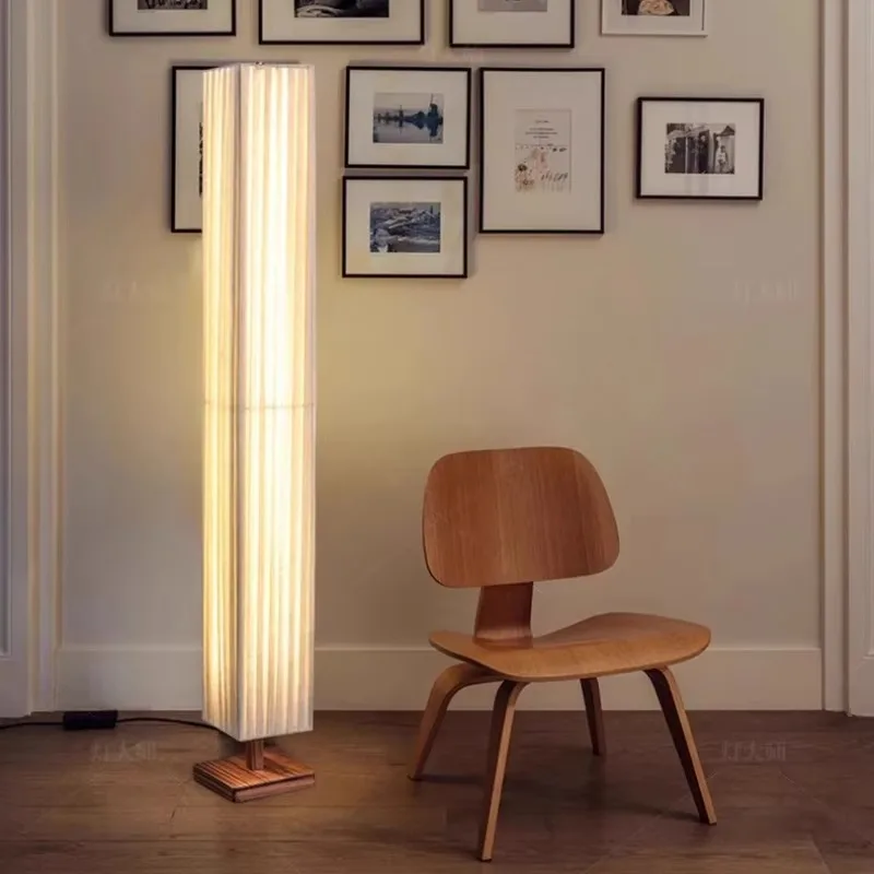 Wabi Sabi Japanese Floor Light Fabric Lampshade Minimalist Zen Retro Living Room Bedroom Upright Desk Lamp Home Decor Lighting