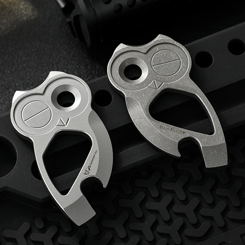 Outdoor Mini Portable Owl Titanium Alloy EDC Multi Functional Key Pendant Creative Bottle Opener Tools