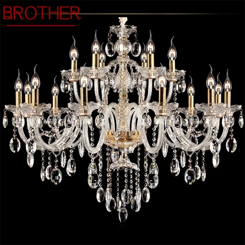 

BROTHER Crystal Chandelier Lamp European Style Hanging LED Candle Pendant Light Decorative Fixtures for Home Living Room