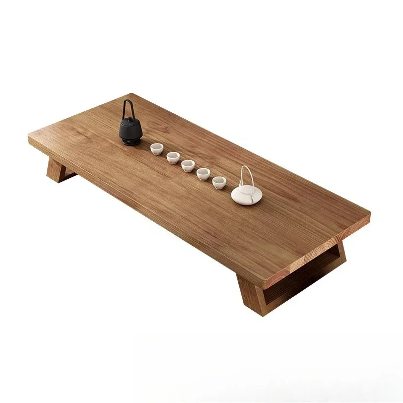 Solid wood tea table creative log low table multi-person household balcony bay window table