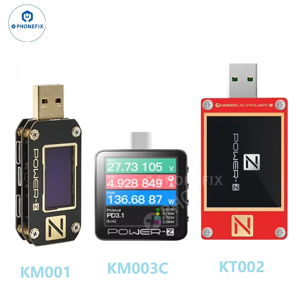 POWER-Z KM003C KT002 KM001USB Type-C PD3.1 Protocol Charger Tester Voltage Current Ripple QC5.0 Dual Current Capacity Detection
