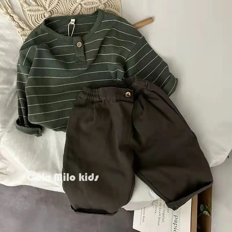 Spring Autumn New Children Casual T Shirt Loose Kids Striped T Shirts Tee Boys Girls Long Sleeve Tops Baby Clothes