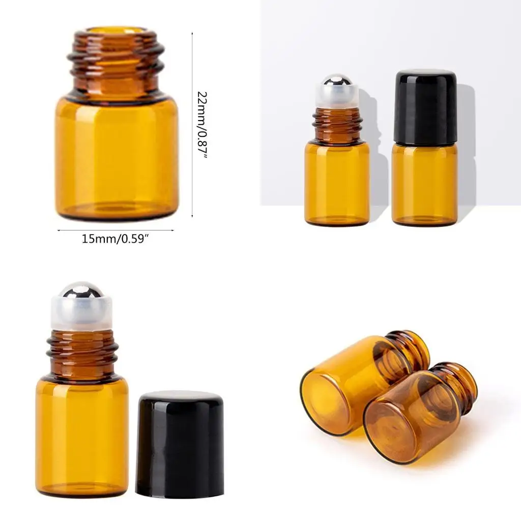 

Mini Empty Glass Rolling Ball Bottle Essential Oil Perfume Liquid Container Refi high quality
