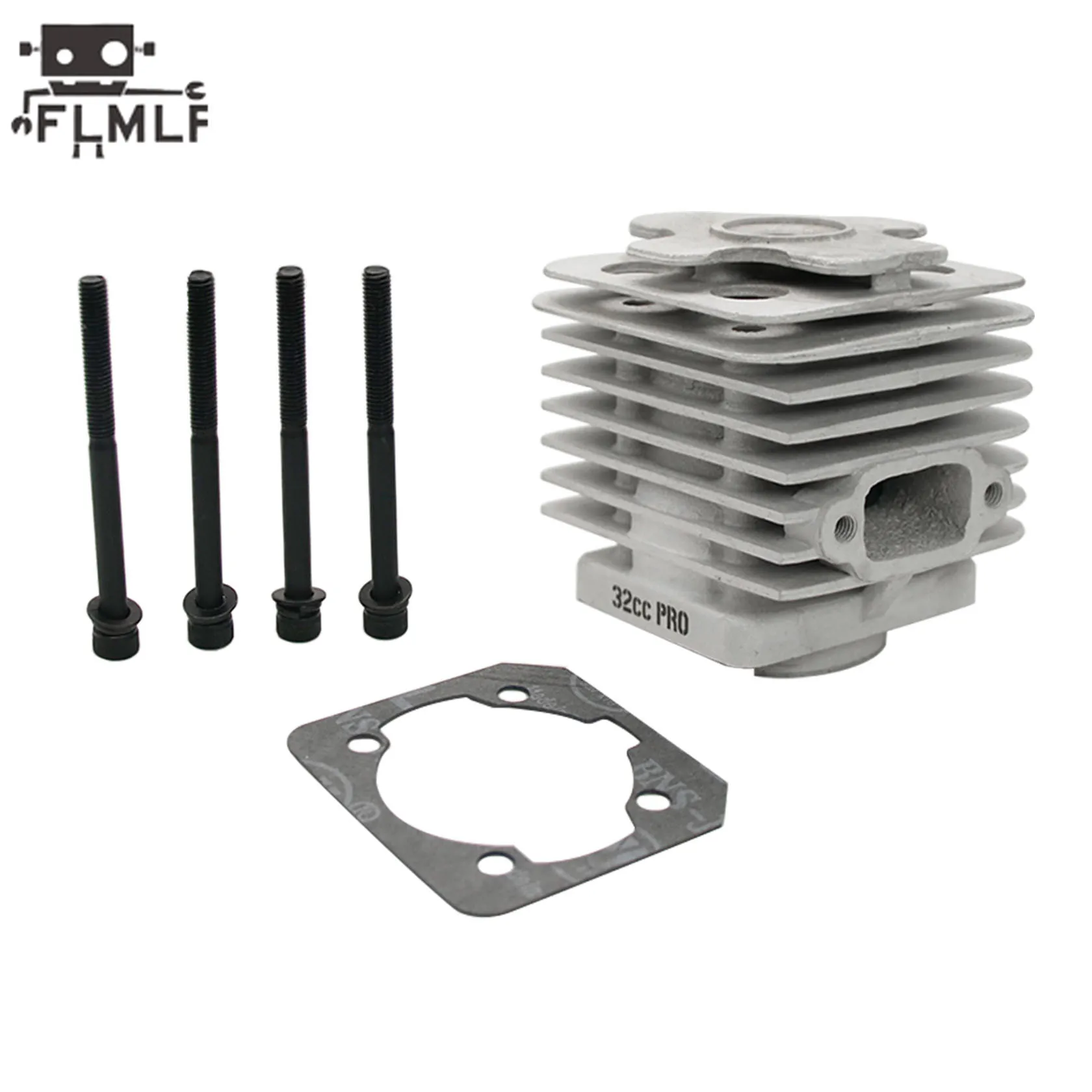 FLMLF 4 Bolt 29CC or 32CC Cylinder Kit of Reed Case Engine for 1/5 Hpi Rofun Km Rovan Baja LT MCD DBXL FG GoPed Redcat Rc Parts