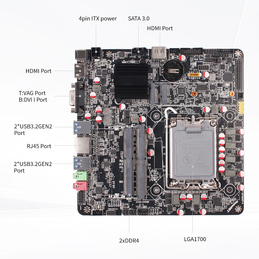 SZKIOSK ミニ ITX マザーボードインテル B660 チップセットサポート LGA1700 12th/13th CPU 64 ギガバイト DDR4 3200MHz 17*17 センチメートル