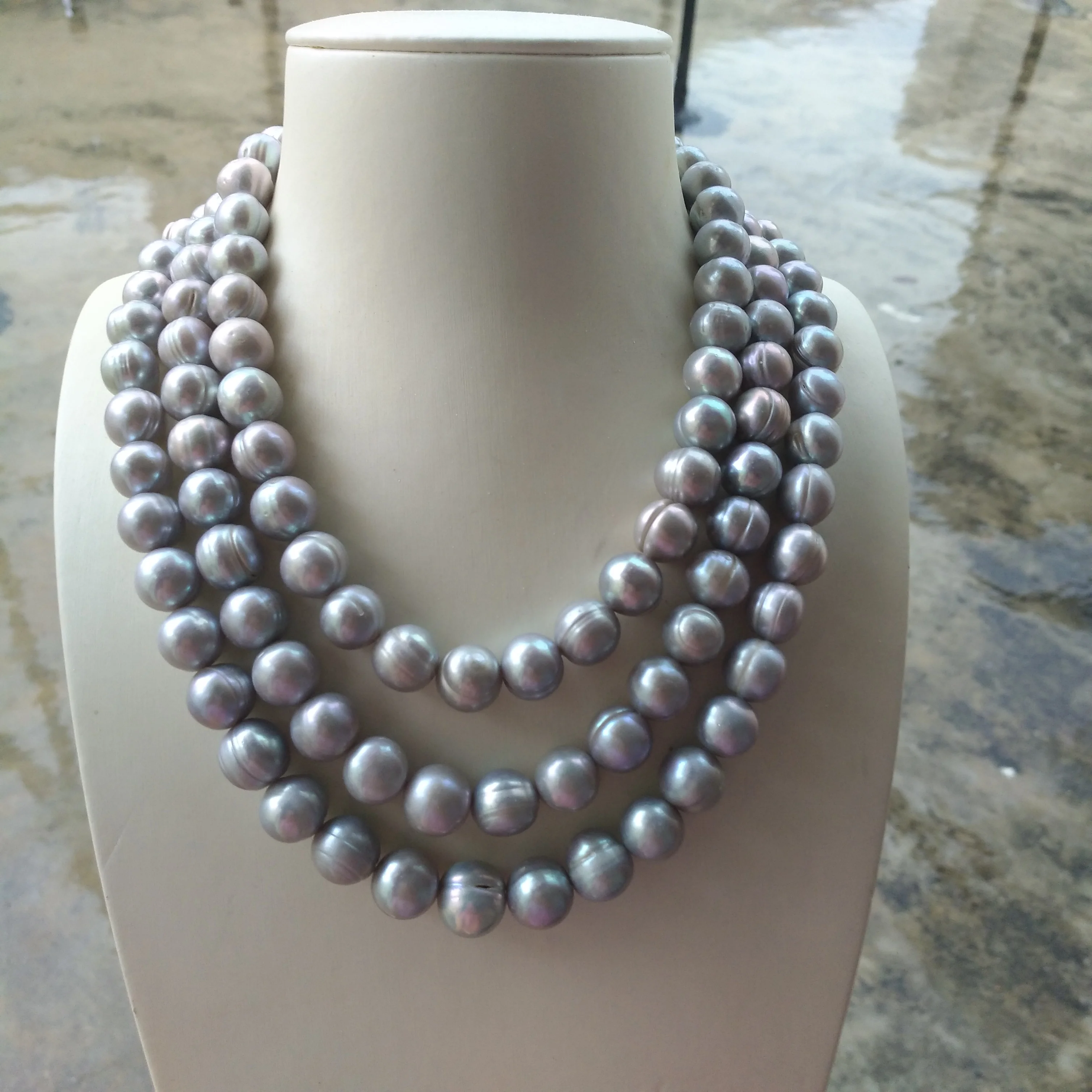 Long 50inch Classic 10-12mm  South Sea Gray Real Natural Baroque Pearl Necklace  Apply Any Occasion