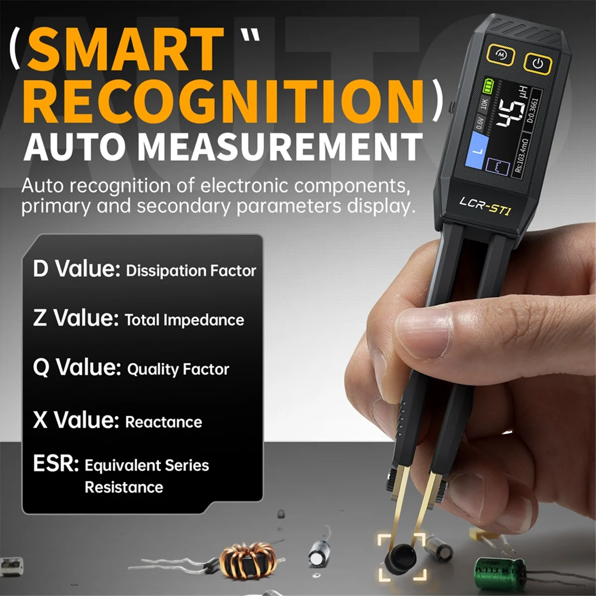 FNIRSI LCR-ST1 Mini inteligentna pęseta LCR SMD ESR Tester rezystancja pojemność indukcyjność ciągłość Test pomiaru diody