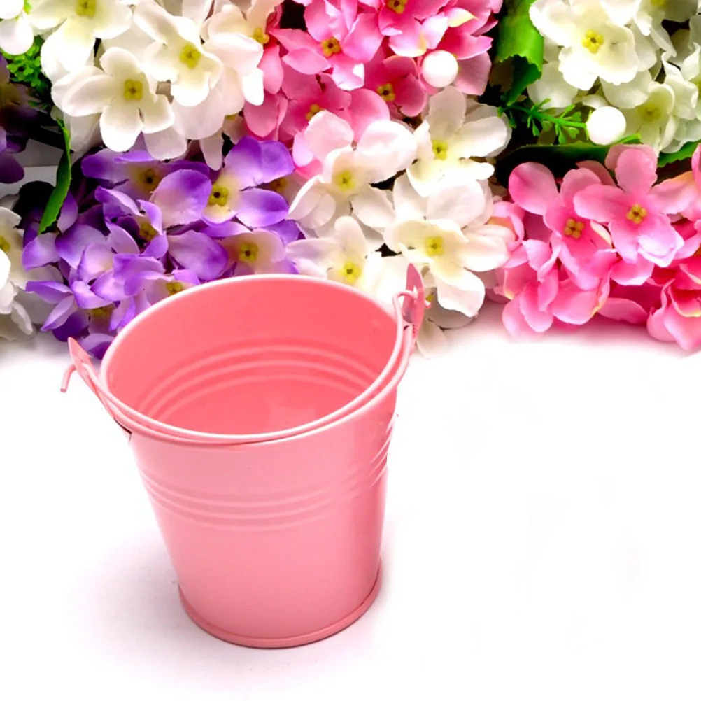 

6pcs Colored Tin Mini Metal Pails For Party Favors Wedding Birthday Decorations Small Plant Holders Garden Supplies Candy