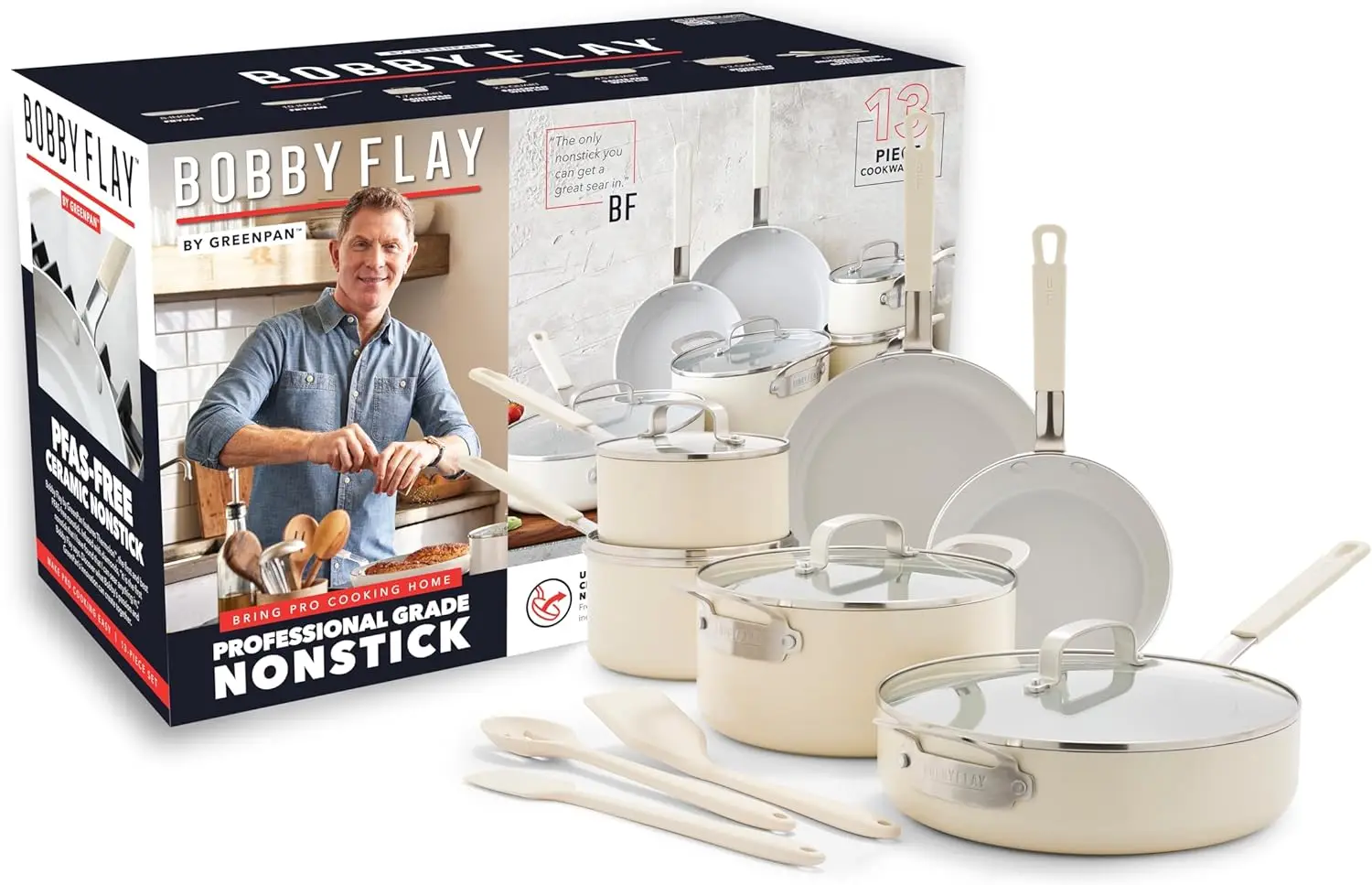 

13-Piece Nonstick Cookware Set, PFAS-Free Ceramic Coating, Induction Compatible, Dishwasher & Oven Safe