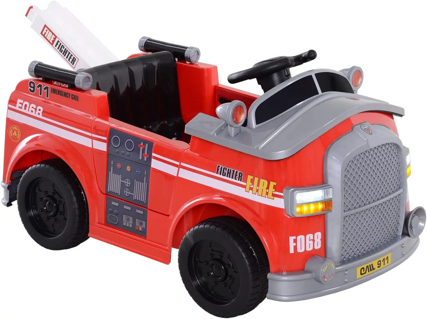

6V Toddler Ride On Fire Truck, Electric Vehicle for Kids with Remote Control, Music, Lights, and Ladder