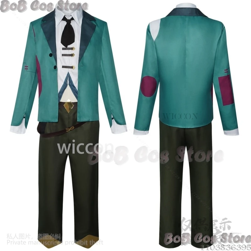 Ekko Cosplay Anime Game LOL Arcane S2 Costume Green Dress Up Suit Uniform Top Pant Wig Man Halloween Christmas Party Customized