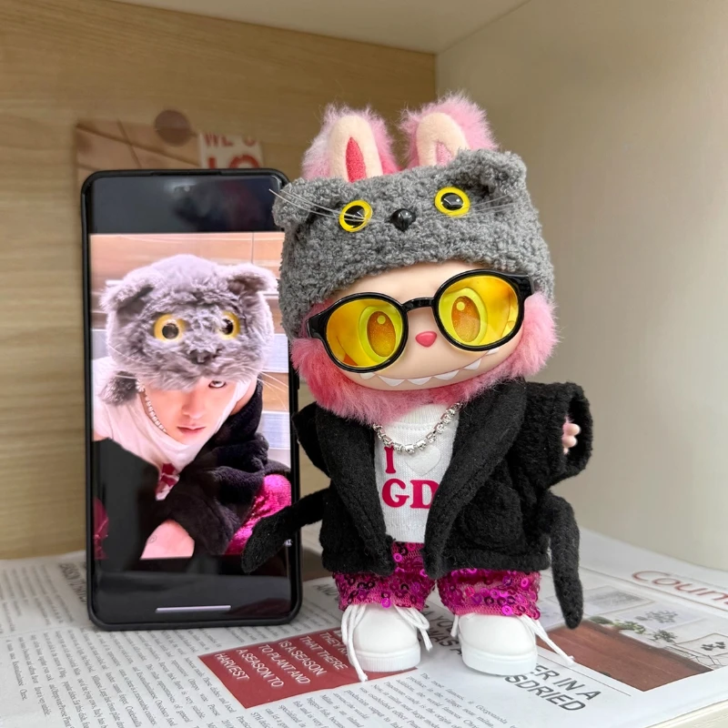 

Товары GD ручной работы — шляпа G-Dragon ZOA Labubu Cat, одежда для любви, виниловая одежда для кукол Labubu 1-3 поколения