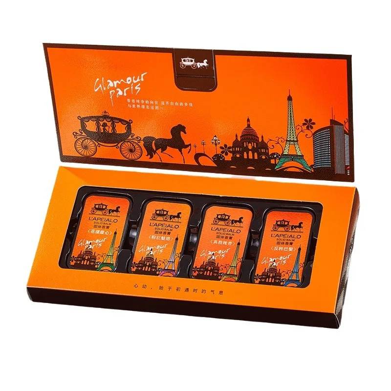 4 шт./кор., твердые духи с кареткой, ароматы для женщин и мужчин, твердый бальзам, свежий, мягкий, стойкий, водостойкий, аромат, дезодоранты, духи для тела