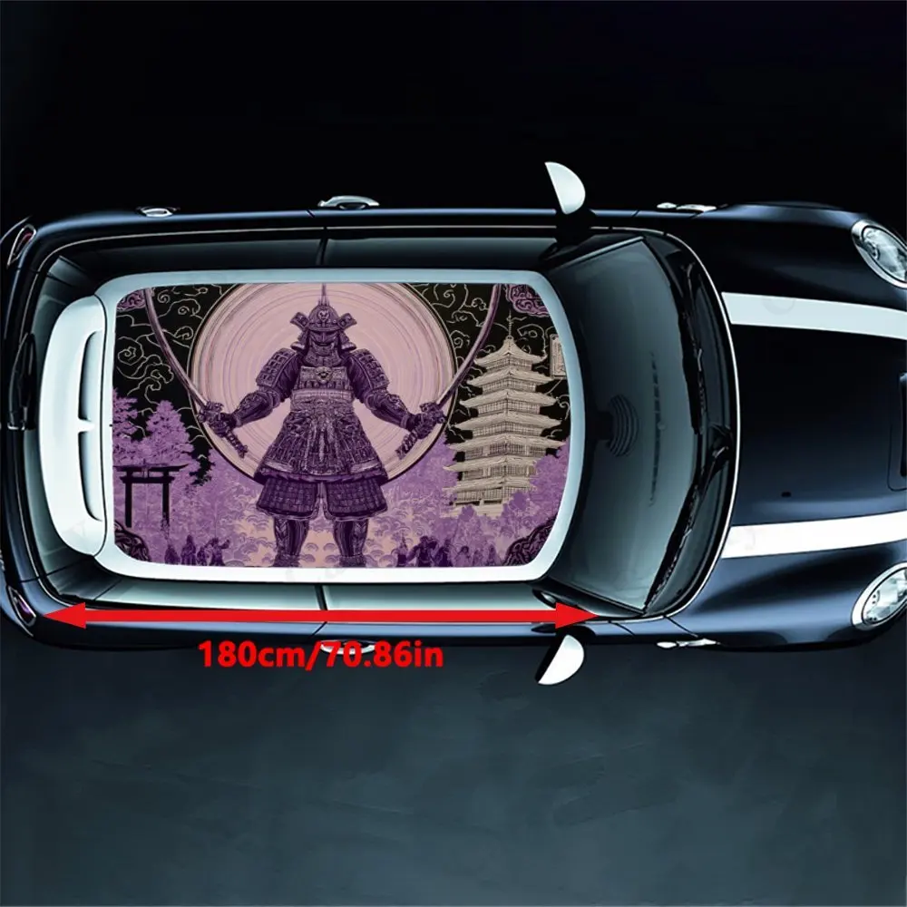 Purple Moon Warrior Shadow Car Roof Sticker, PVC Self-Adhesive Waterproof Car vinyl Decal, Car Decoration Protection Stickers, E
