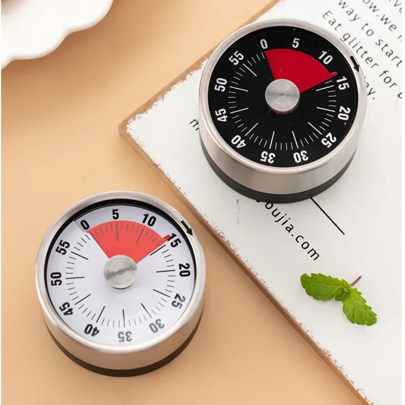 Stainless Steel Alarm Clock Mechanical Core Timing Device Magnetic Suction Refrigerator Sticke Accurate Timing Reminder Device