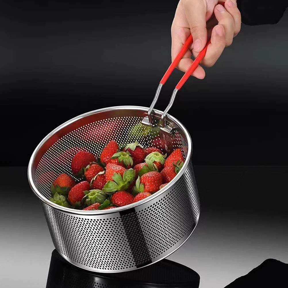 

16Cm Stainless Steel Colander Scoop Noodles Filter Basket Heavy Duty Oil Water Strainer Heat Resistant Ergonomic Handle Kitchen