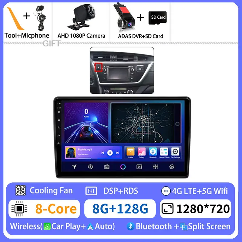 Android 15 Draadloze Carplay Voor Toyota Auris 2 E180 2012-2015 GPS Multimedia Video Player Navi Head Unit 2din BT DSP Autoradio
