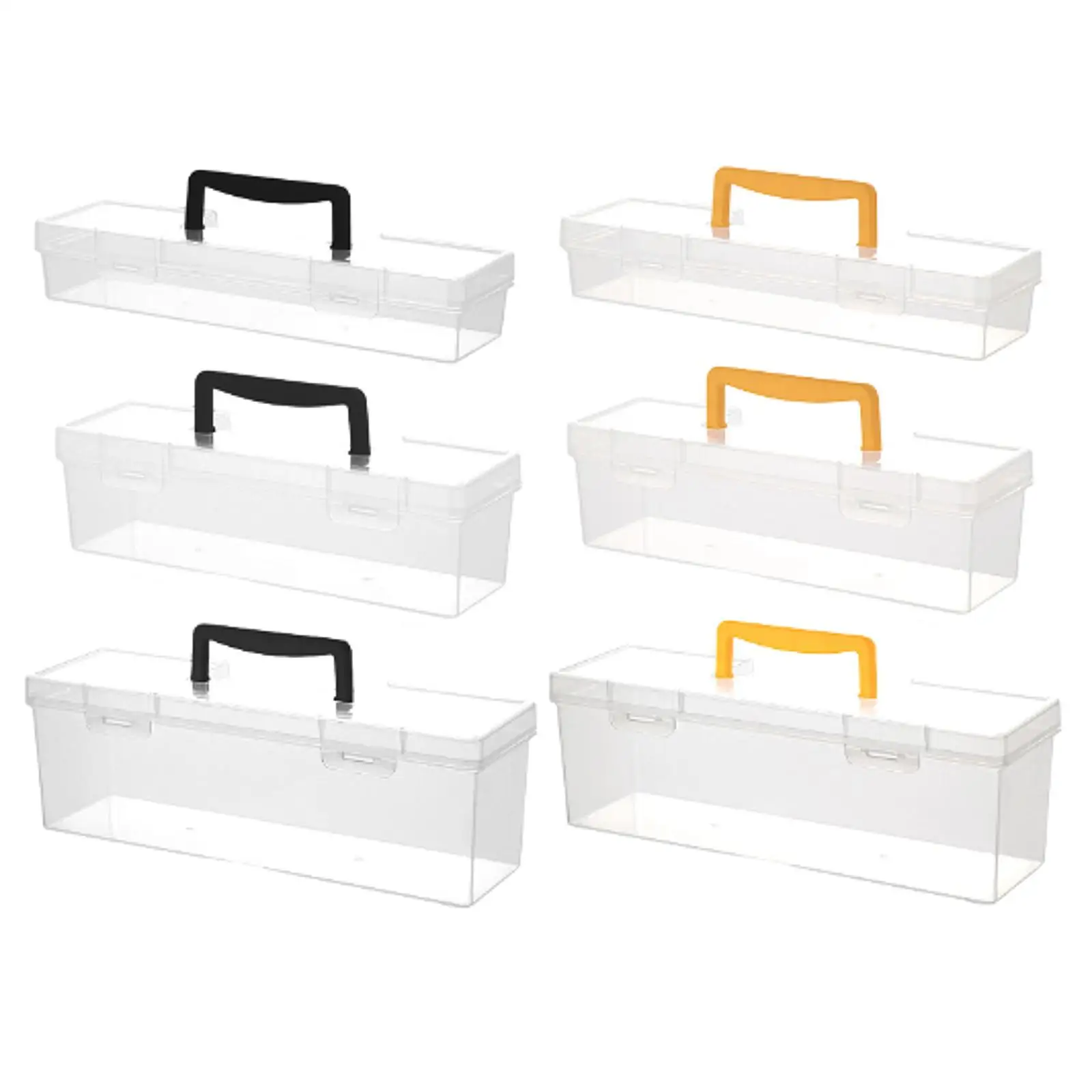 Clear Tool Box with Handle Bin Household Portable Carrier Container Case Storage Organizer for Repair Tool Hardware Travel