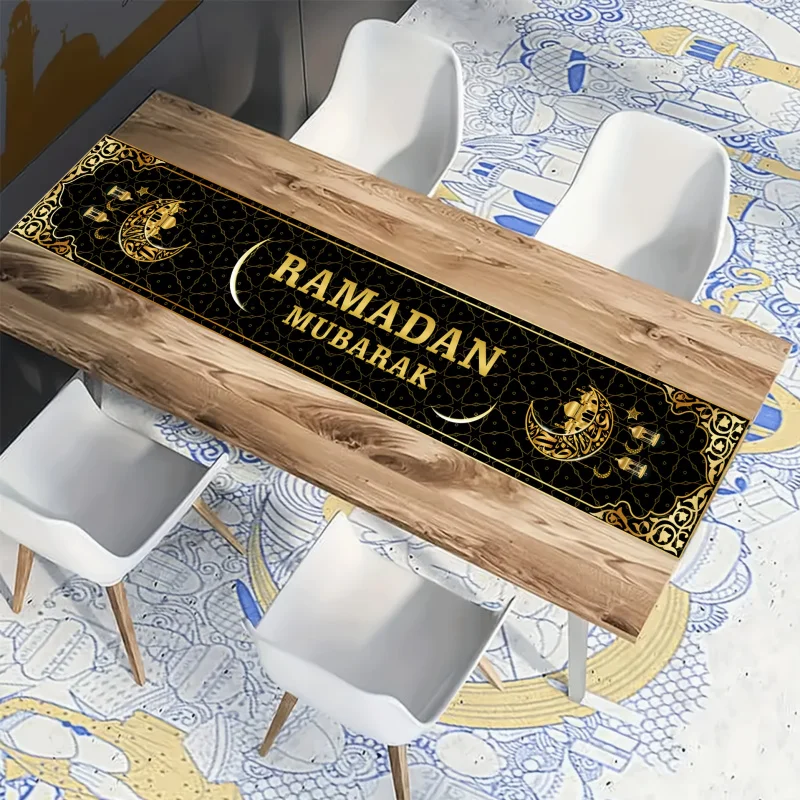 VIKAMA Luxurious Ramadan Table Runner Adds Elegant Islamic Style For Daily Use Holiday Celebrations and Muslim Home Decor