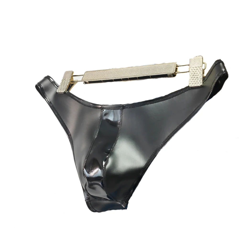 

Сексуальные мужские двусторонние трусы-стринги из ПУ с эффектом U-образного выпуклого выреза, блестящие, из искусственного латекса, с низкой посадкой, для геев, больших размеров