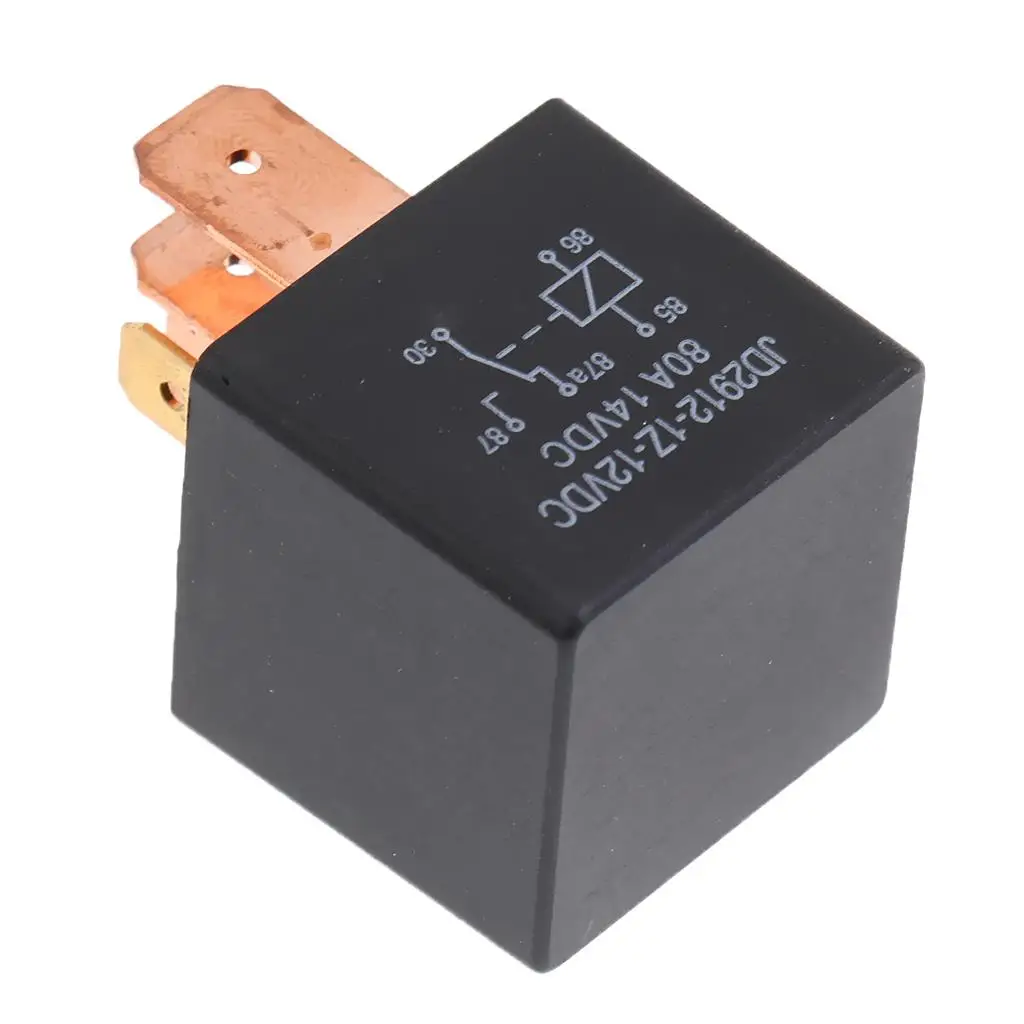 Automotive 12V Relay 5 Pin 80A Change over Type Solid State Black Unit for Vehicle Power Supply