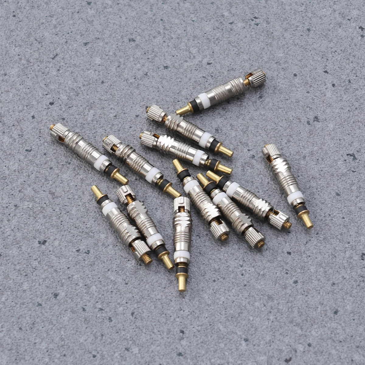 

12 pcs Style Tyre Core Replacement Copper Nickel Plated Tire Stem Core Corrosion Resistant Universal Compatible For Road