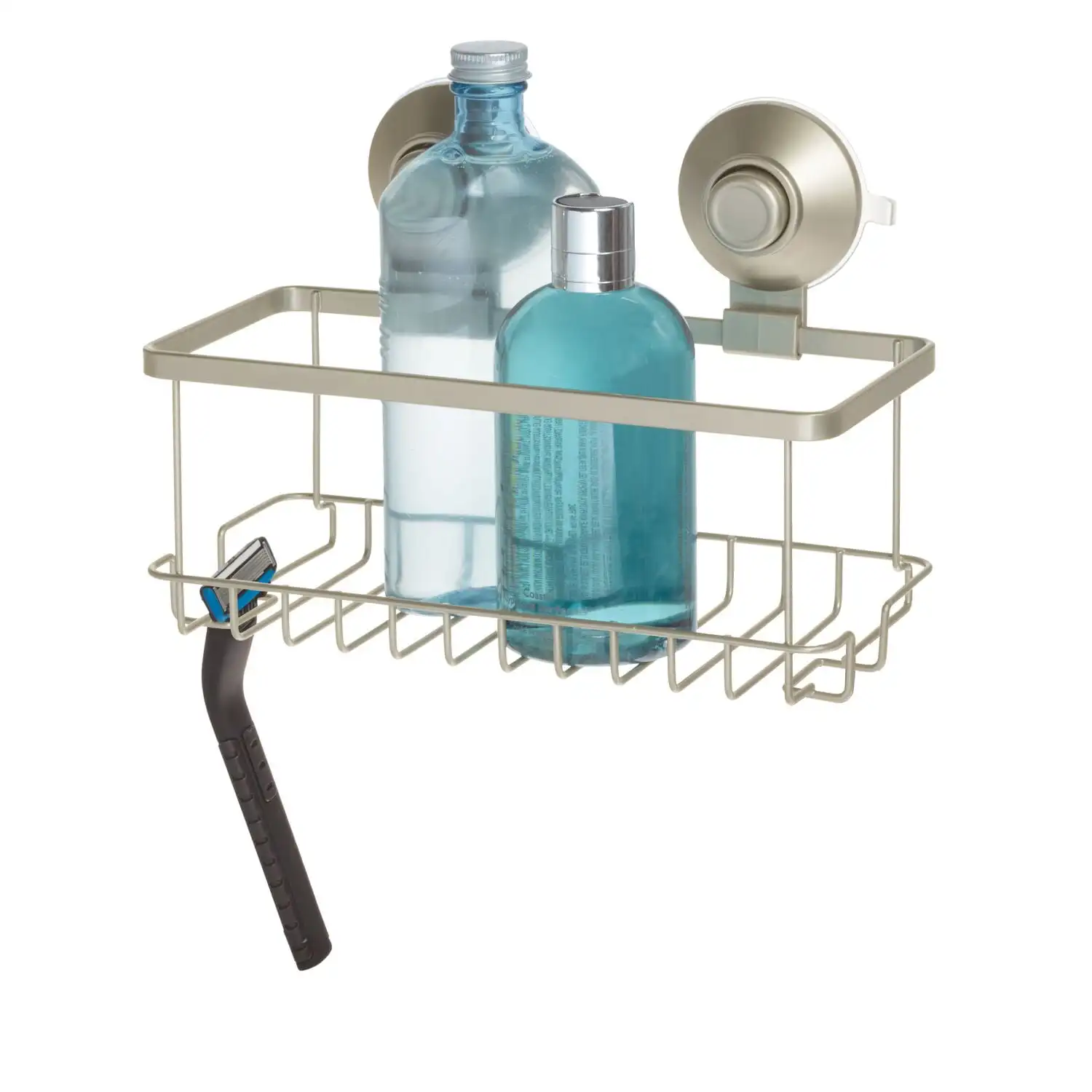 

Everett Metal Push Lock Suction Shower 1-Shelf Caddy Organizer, Satin