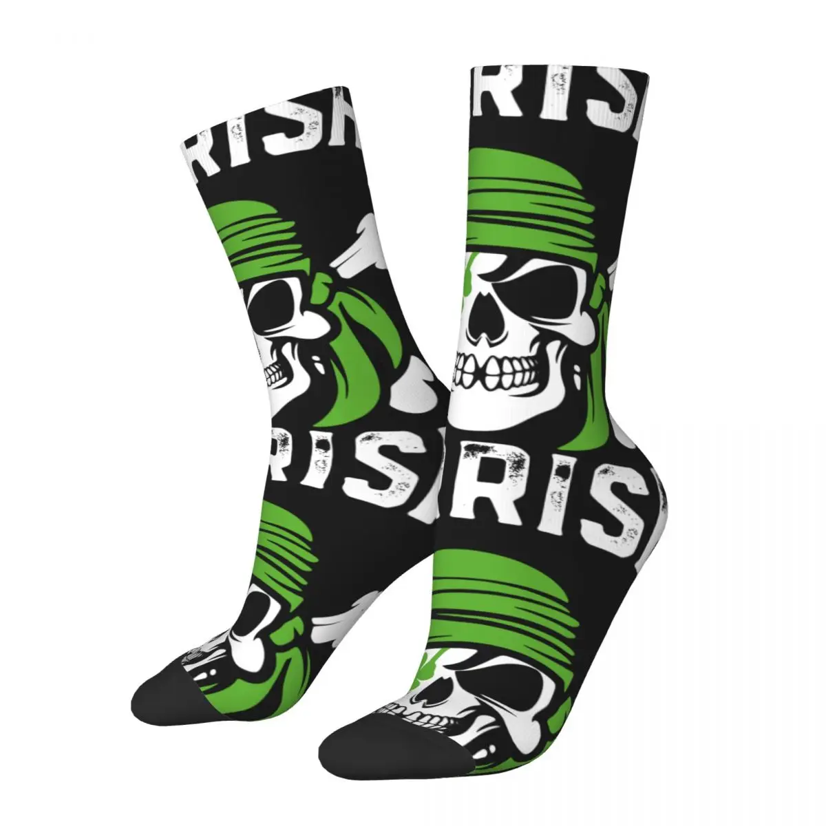 Hip Hop Vintage Arrish Pirate Crazy Men's compression Socks Unisex St. Patrick's Day Irish Shamrock Harajuku Seamless Crew Sock