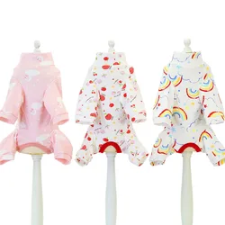 Lindo pijama de perro durmiendo para niñas, mono con patrón de animales/frutas/arcoíris, mono envolvente para el vientre, ropa para cachorros, primavera y otoño