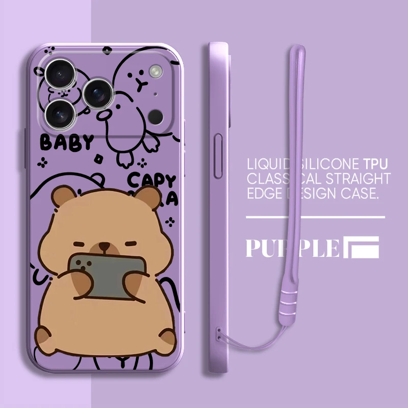 Phone Cover Case for Apple iPhone 17 Pro Max 15 12 Plus 13 Mini XS XR Air 11 16 7 8 Capybara Cute  view 2