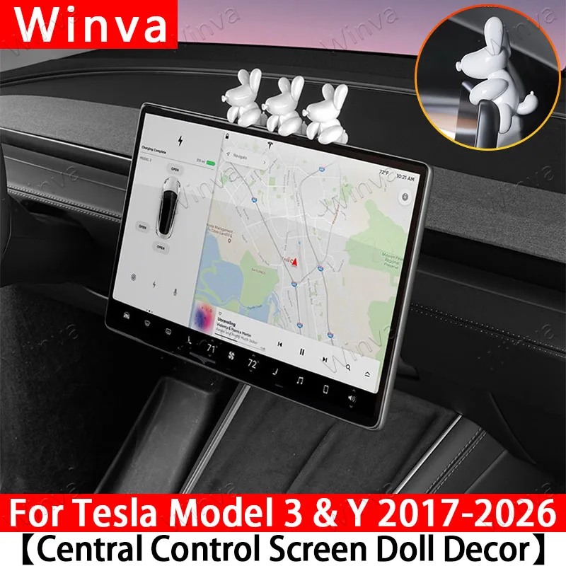 Car Style Decorative for Tesla Model Y&Model 3 2017-2026 Central Screen Mini Puppy Dog Ornaments Car SUV Interior Accessories