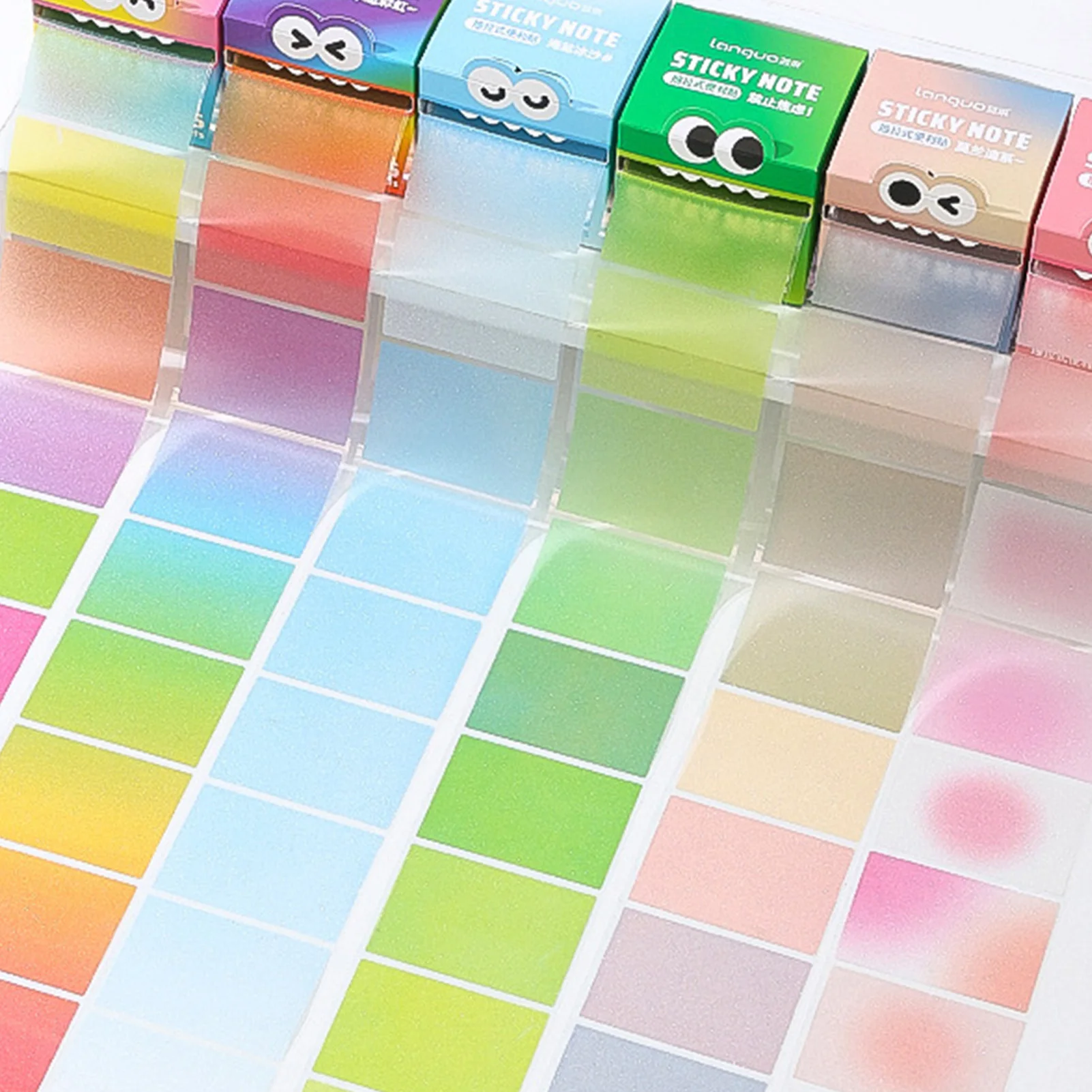 Dopamine Color Pull-out Sticky Pads 105 Sheets Translucent Pearlescent Notes Cute Monster Designs For Students Teachers Office