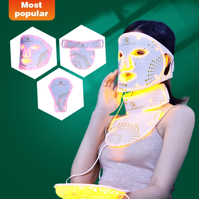 LAMOREVIA Rechargeable & Bendable Silicone LED Photon Care Mask With Infrared Light 850nm,630nm Light Therapy Anti Acne Aging