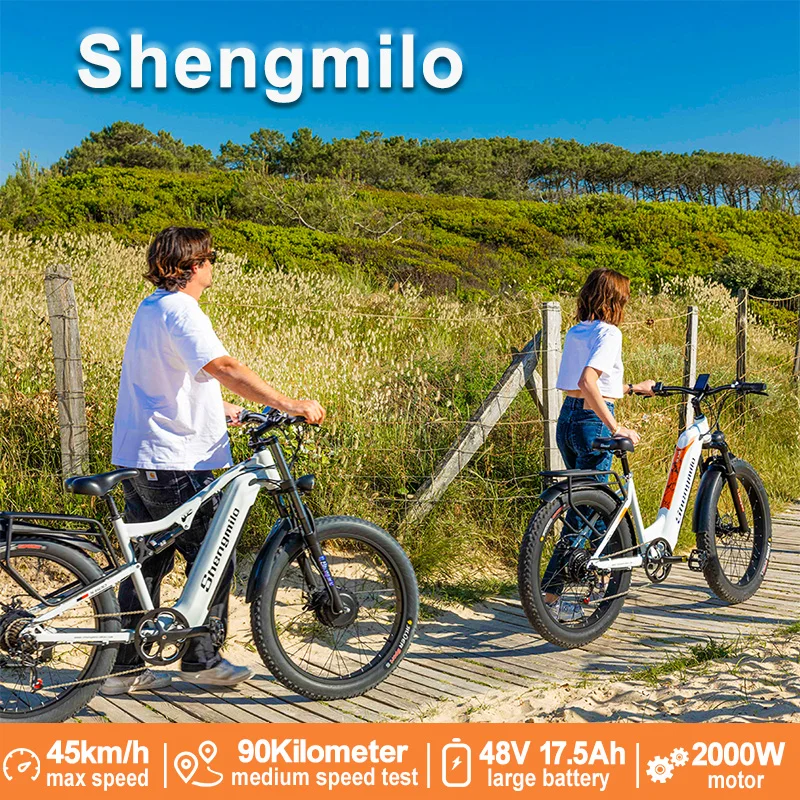 

Shengmilo S600 2000W motor E-Bike, 48V 17.5Ah, 45KM/H, 90KM Range, 26"×3.0 Fat Tires, 150KG Load All-Terrain E-Bike for Adults