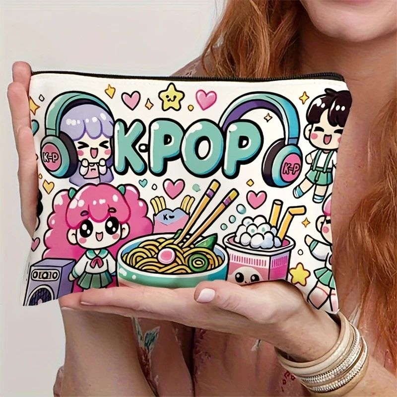 

1 шт. косметичка на групповую тематику Kpop - милый корейский дизайн поп-музыки, легкий складной органайзер для косметики для путешествий