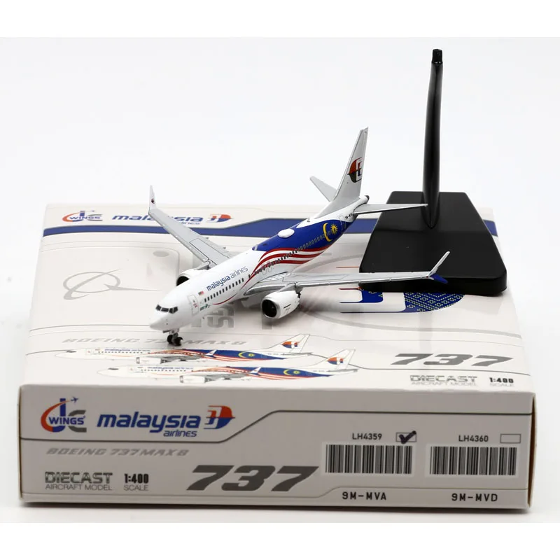 LH4359 Alloy Collectible Plane Gift JC Wings 1:400 Malaysia Airlines Boeing B737 MAX 8 Diecast Aircraft Jet Model 9M-MVA