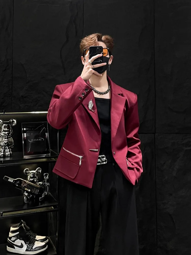 Fashion Casual Mens Loose Fit Blazer Suit Single Breasted Coat Two Piece Set Spring Autumn Solid Color Pant Male Matching Sets