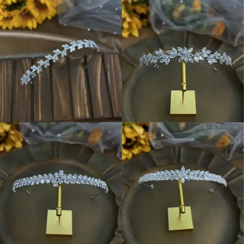 French Bride Crown Simple and Generous Retro Single-layer Headband Fairy Zircon Hairband Sweet Brides Hair Accessories