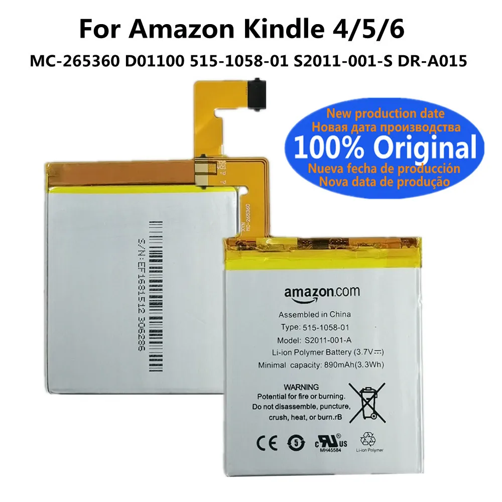 New Original Battery MC265360 For Amazon Kindle 5 4 6 D01100 515-1058-01 MC-265360 S2011-001-S Phone Battery Bateria + Tools