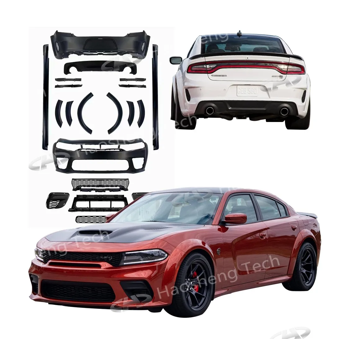

Upgrade Charger SRT Hellcat Style Full Set Wide Body Kit For Dodge Charger Scat Pack Car 2015-2023