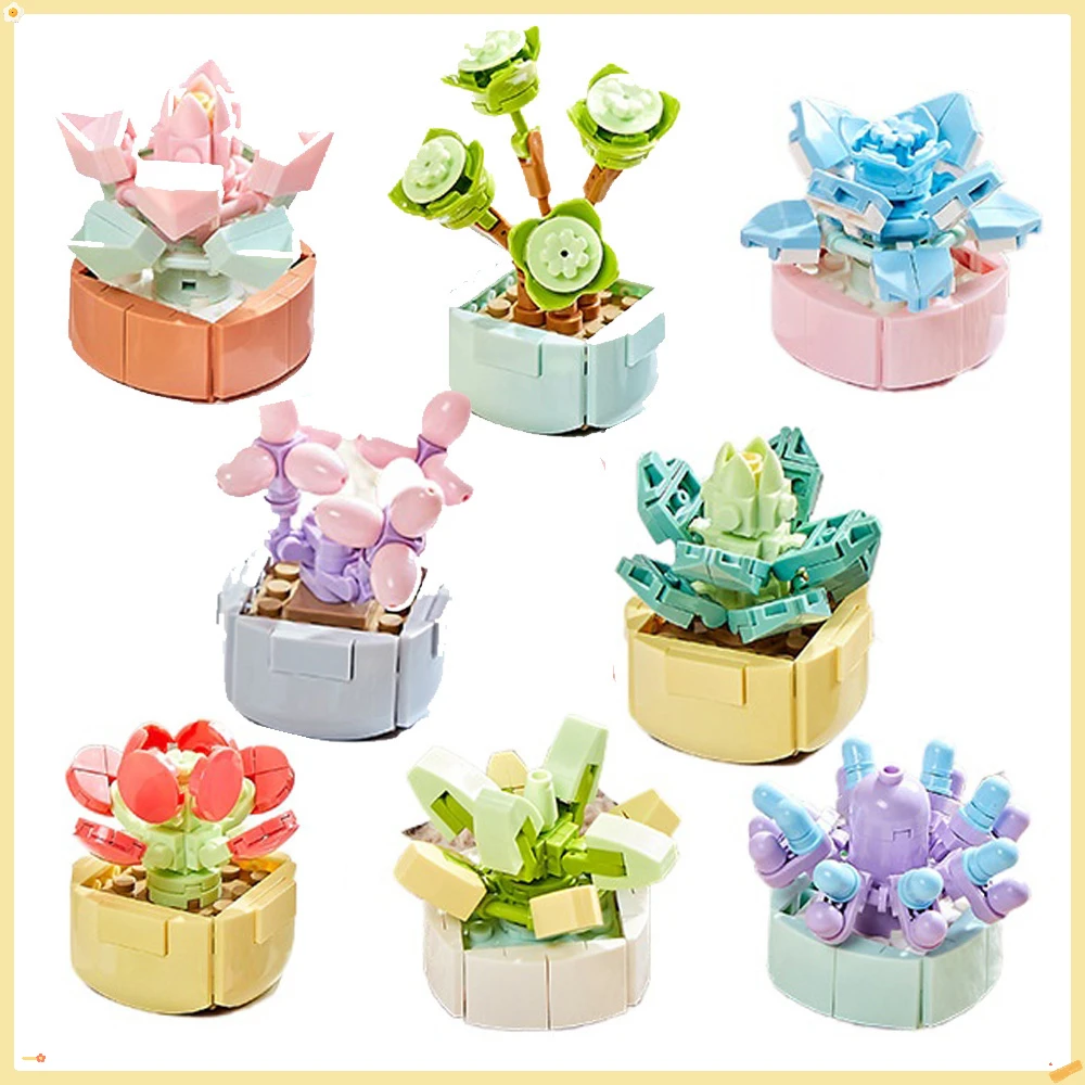 

Simulation Succulent Potted Plant Model Peach Beauty Purple Pearl Puzzle Assembly Building Block Toy Decorative Ornaments Gift