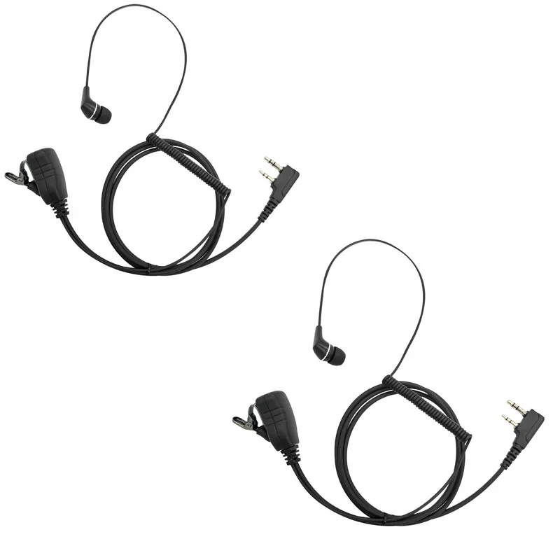 Plug In-Ear Coil Curly Wire Cable, Walkie Talkie, PTT, Mic Earbud, Earpiece Headset, for BF 888S, UVA 5R, 2Pack a Lot