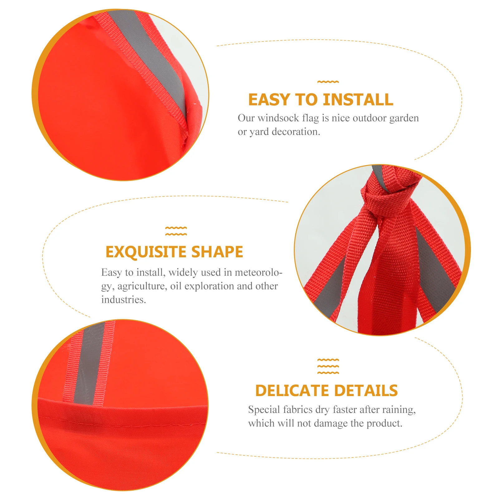 

Waterproof Reflective Windsock 80cm Grey Oxford Cloth Wind Direction Indicator for Garden Patio Lawn Decor