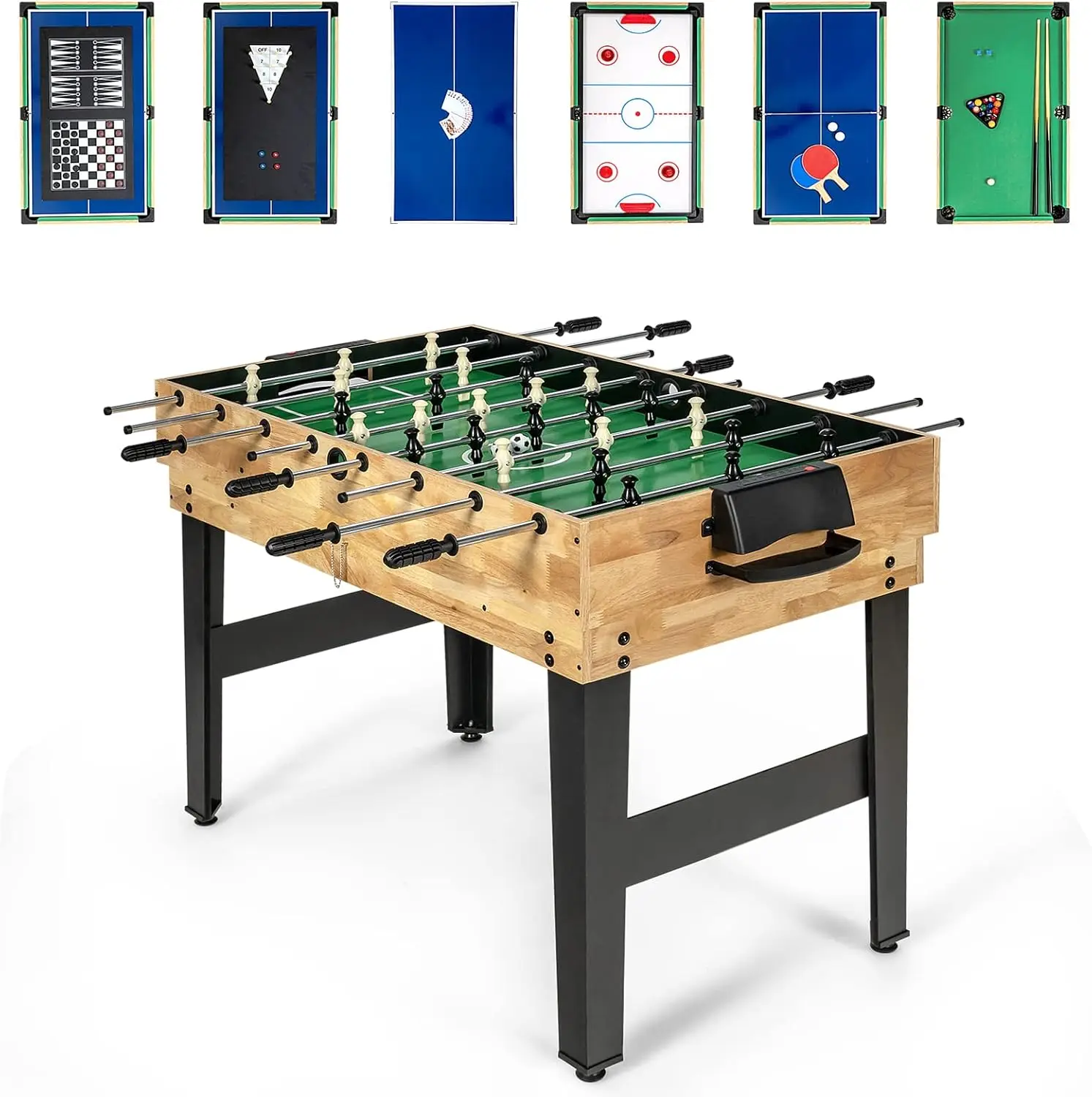 

Game Table, Combo Game Table Set w/Hockey, Foosball Pool Ping-Pong Chess Cards Checkers Bowling, Shuffleboard, Backgammon, Adult