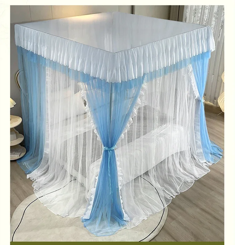 Princess Three-door Palace Mosquito Net for Bedroom with Frame Quadrate Bed Canopy Nets Curtain for Girl Home Decor