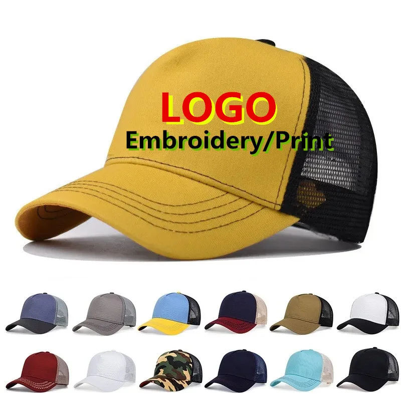 

Spring women's trucker cap Adult men solid mesh sports hat Personalised diy logo Baseball caps Custom Snapback hats gorros