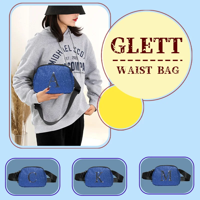 

Black diamond blue Grete material waist bag, waterproof and stain resistant chest bag, unisex sports bag, storage bag