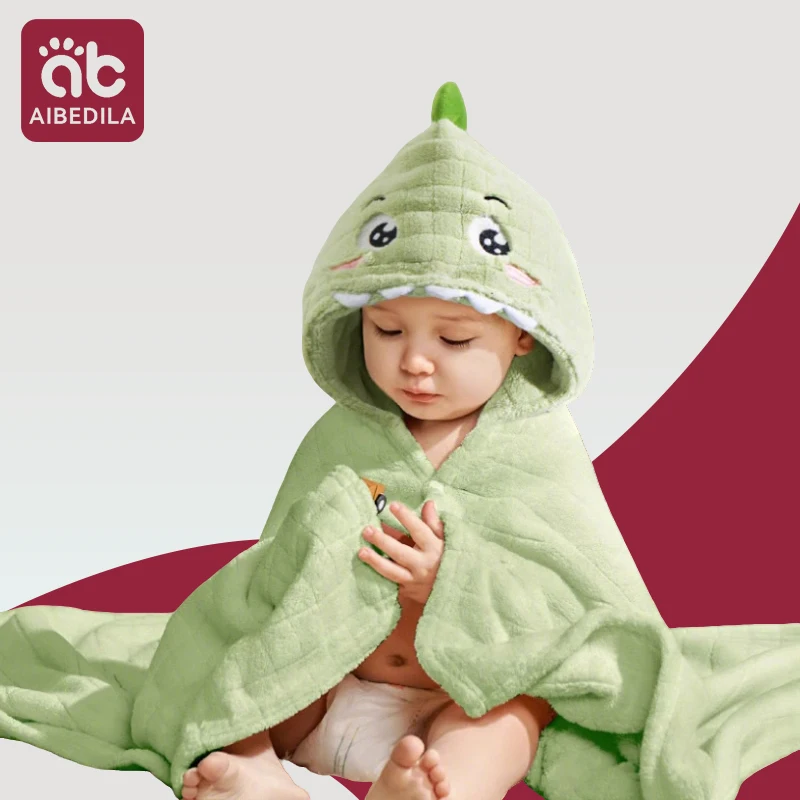 

AIBEDILA Cute Animal Baby Bath Towel Cartoon Rabbit Dinosaur Infant Towels Blanket With Hood Newborn Bath Wipe Baby Beach Towels