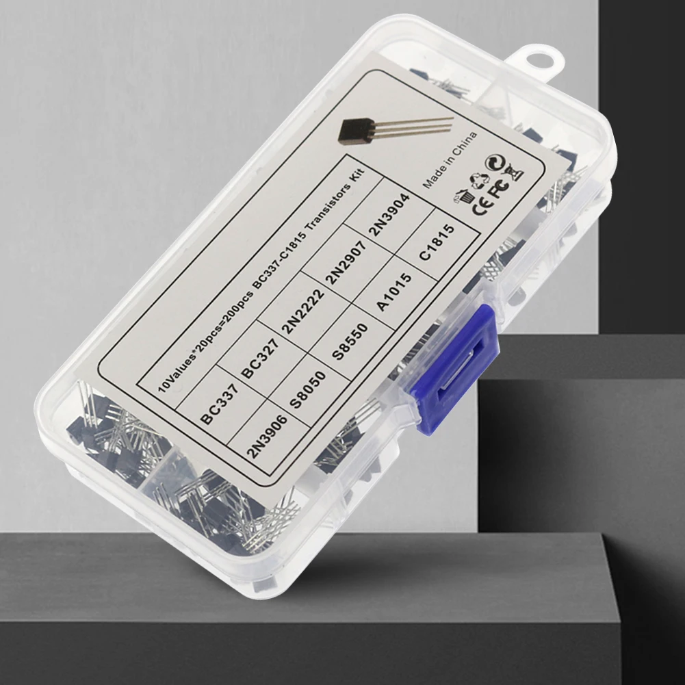 

200PCS Transistor Kit Assortment Box 10 Values TO-92 PNP NPN BC327 BC337 2N2222 2N2907 2N3904 2N3906 S8050 S8550